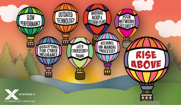 7 Common IT Issues Businesses Encounter represented by hot air balloons
